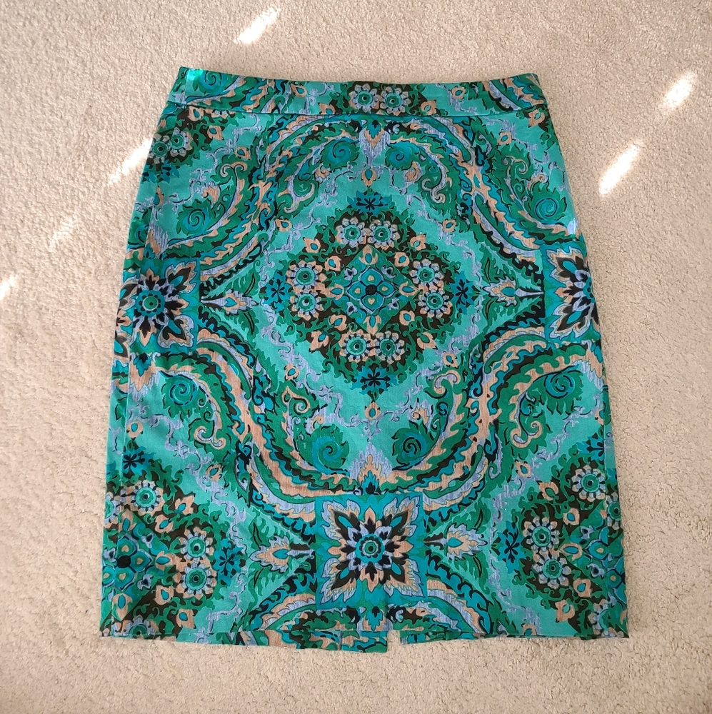 J. Crew Paisley Pencil Skirt